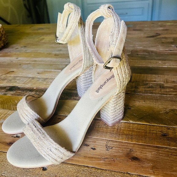 JEFFREY CAMPBELL x Revolve Rowboat Ankle Strap Woven Espadrille Sandal Heel 9.5 - Picture 7 of 8